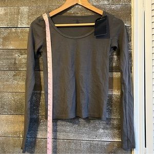 Brandy Melville dark grey wide neck long sleeve